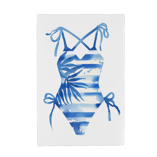 Holzbild "Badeanzug mit Streifenmuster" artboxONE - Floral,Abstrakt,Reise / Strand und Meer