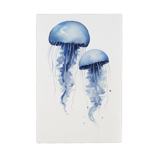 Metall Poster "Blaue Seequallen" artboxONE - Abstrakt,Reise / Strand und Meer,Unterwasser