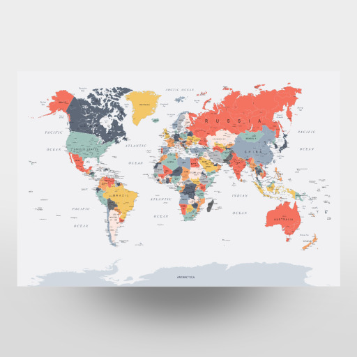 World Map in Happy Colours
