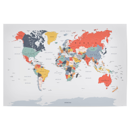 World Map in Happy Colours World Map in Happy Colours