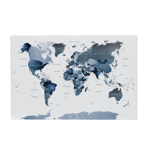 Holzbild "Weltkarte in Blau" artboxONE - Reise,Kartografie,Für Papa