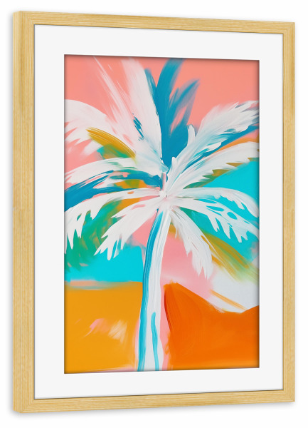 Poster mit Rahmen kiefer "Paradies Palme" artboxONE - Natur,Floral,Abstrakt