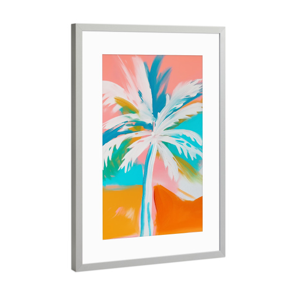 Poster mit Rahmen Silber "Paradies Palme" artboxONE - Natur,Floral,Abstrakt