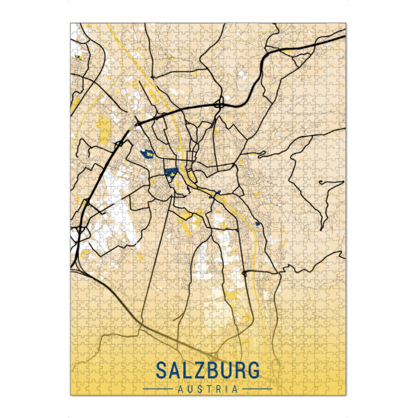 Puzzle Ravensburger "City von Salzburg" artboxONE - Städte / Weitere,Kartografie - Stadt,Karte,Salzburg,österreich,Gelb - Bild stadt