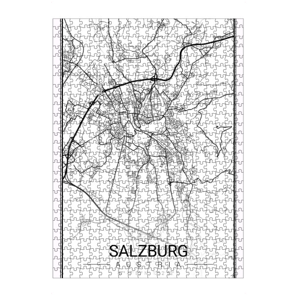 Puzzle Ravensburger "Citymap Salzburg" artboxONE - Schwarzweiß,Städte / Weitere,Kartografie