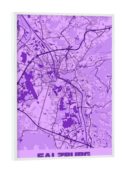 Poster mit weißem Rahmen "City Map Salzburg" artboxONE - Städte / Weitere,Kartografie
