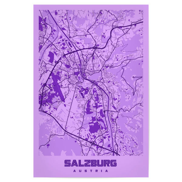 Poster 30x20 cm "City Map Salzburg" artboxONE - Städte / Weitere,Kartografie