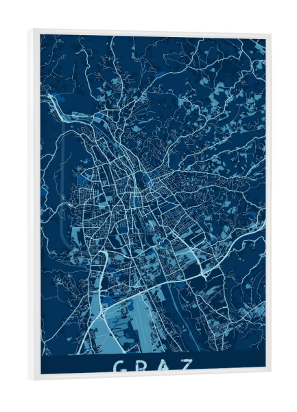 Poster mit weißem Rahmen "Stadtplan Graz" artboxONE - Städte / Weitere,Kartografie