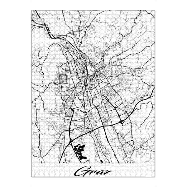 Puzzle Ravensburger "Graz City Map" artboxONE - Schwarzweiß,Städte / Weitere,Kartografie