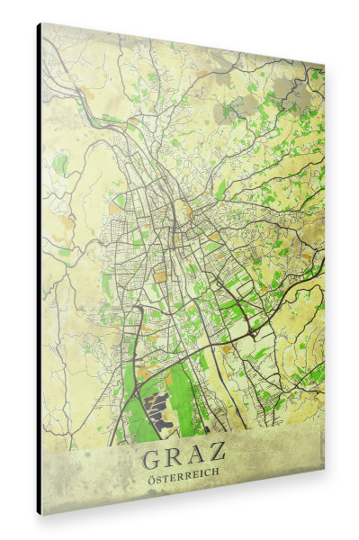 Alu-Dibond "Graz Vintage City Map" 30x20 cm artboxONE