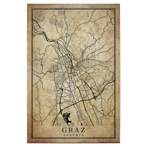 Poster "Graz Vintage City" artboxONE - Städte / Weitere,Kartografie