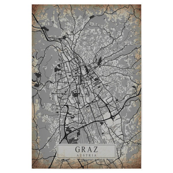 Poster 30x20 cm "Retro City Graz" artboxONE - Städte / Weitere,Kartografie