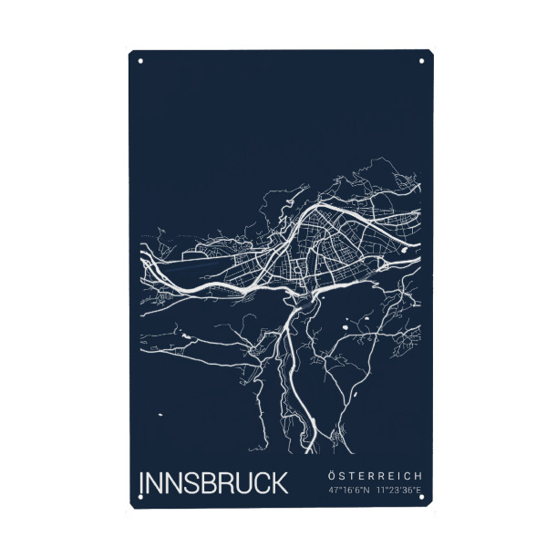 Metall Poster "Innsbruck Österreich" artboxONE - Städte / Weitere,Kartografie