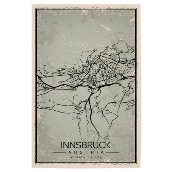 Poster "Innsbruck Vintage Karte" artboxONE - Städte / Weitere,Kartografie