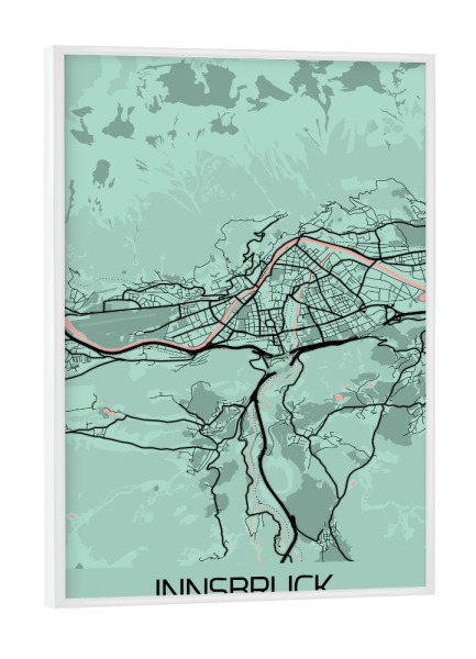 Poster mit weißem Rahmen "Stadtplan Innsbruck" artboxONE - Städte / Weitere,Kartografie