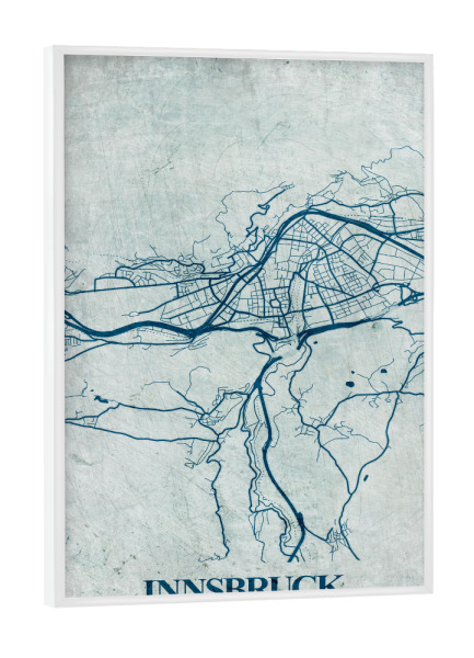 Poster mit weißem Rahmen "Vintage City Innsbruck" artboxONE - Städte / Weitere,Kartografie