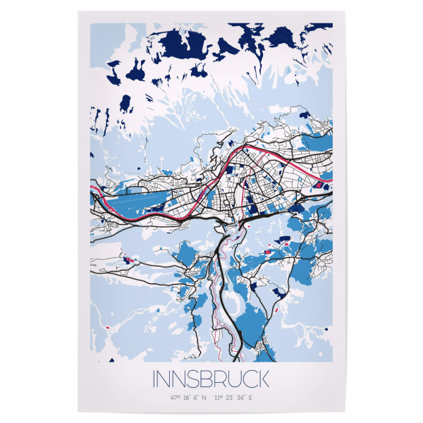 Poster "Stadt Innsbruck" artboxONE - Städte / Weitere,Kartografie
