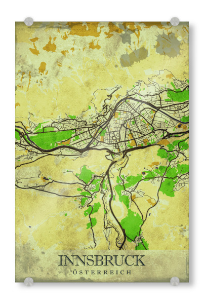 Acrylglasbild "Innsbruck Vintage City Map" artboxONE - Städte / Weitere,Kartografie