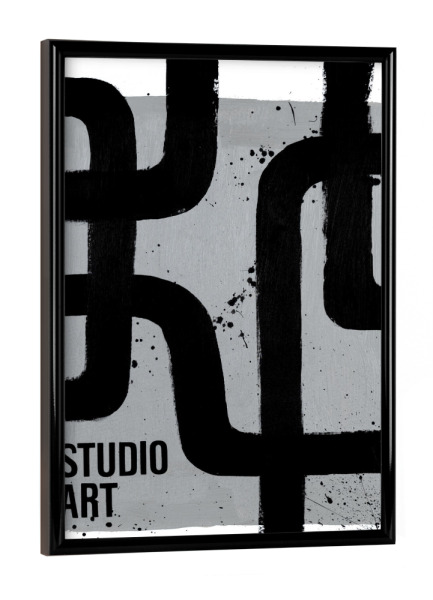 Poster mit schwarzem Rahmen "Studio Art" artboxONE - Abstrakt - Abstrakt,Modern,Linien,Schwarz,Grau,Weiß,Schwarzweiß,Acrylmalerei