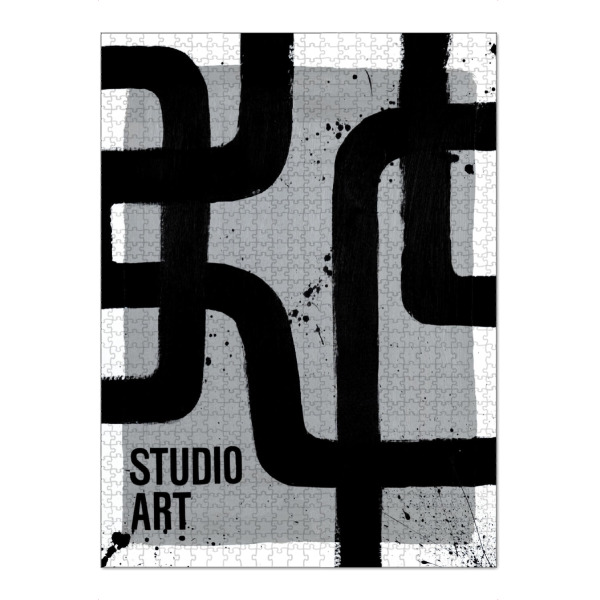 Puzzle Ravensburger "Studio Art" artboxONE - Abstrakt - Abstrakt,Modern,Linien,Schwarz,Grau,Weiß,Schwarzweiß,Acrylmalerei - Bild abstrakt