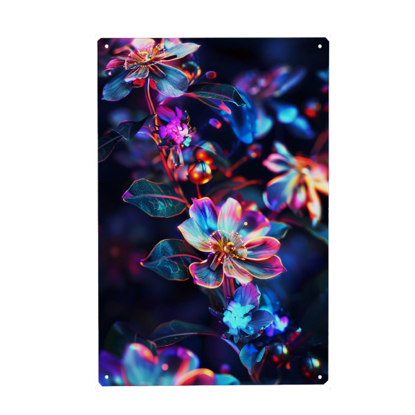 Metall Poster "Blumen Neon G (matart)" artboxONE - Natur - Blumen,Natur,Neon,Modern,Kunst - Blechschild