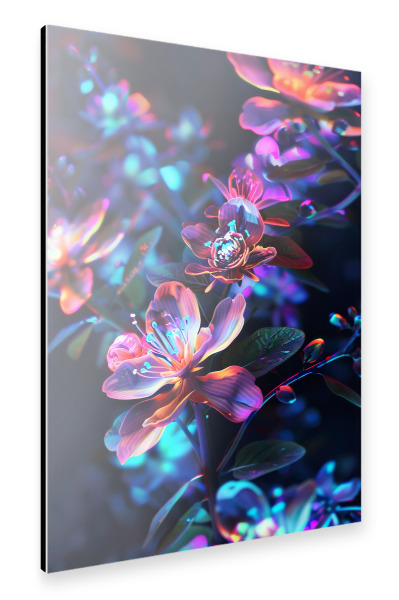 Alu-Dibond "Blumen Neon F (matart)" 30x20 cm artboxONE