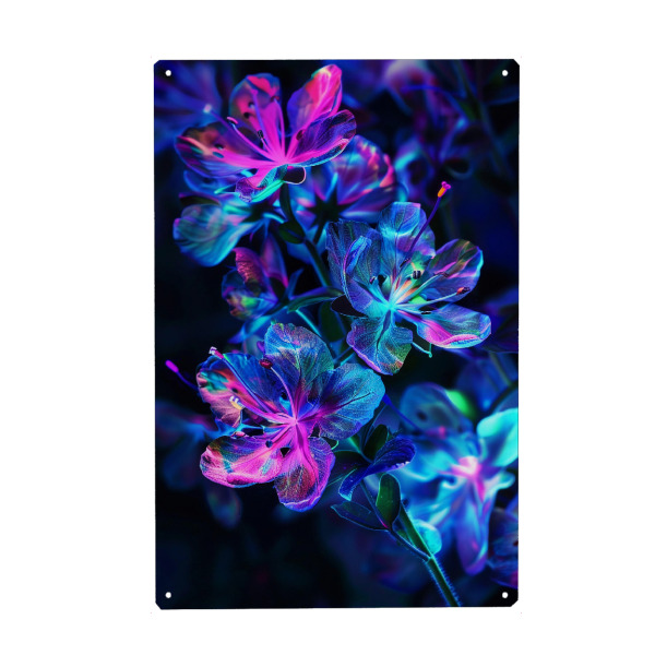 Metall Poster "Blumen Neon H (matart)" artboxONE - Natur - Blumen,Natur,Neon,Modern,Kunst - Blechschild