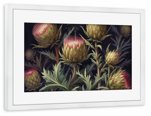 Poster mit Rahmen weiß "Artischocken Liebe" artboxONE - Natur,Floral,Essen & Trinken / Obst & Gemüse