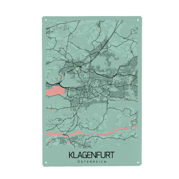 Holzbild "Stadt Map Klagenfurt" artboxONE - Städte / Weitere,Kartografie