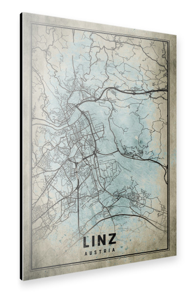 Alu-Dibond "Linz Retro Map" 30x20 cm artboxONE