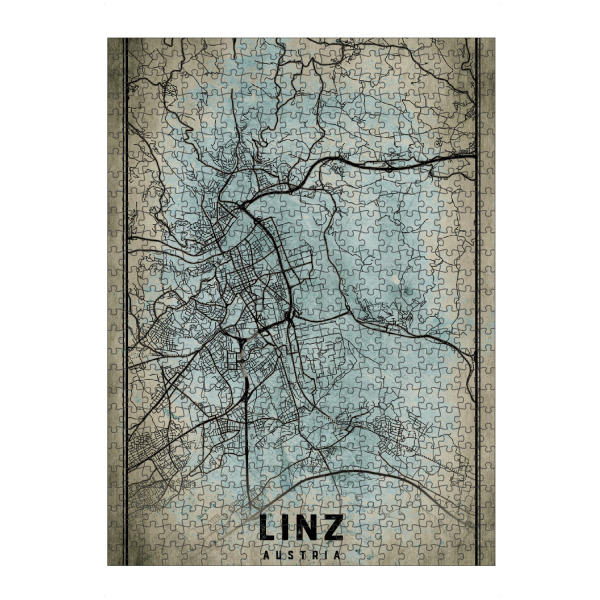 Puzzle Ravensburger "Linz Retro Map" artboxONE - Städte / Weitere,Kartografie
