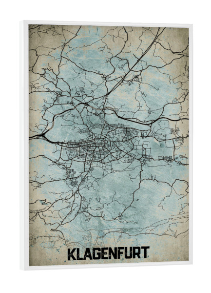 Poster mit weißem Rahmen "Klagenfurt Retro Map" artboxONE - Städte / Weitere,Kartografie