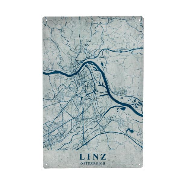 Holzbild "Vintage City - Linz" artboxONE - Städte / Weitere,Kartografie