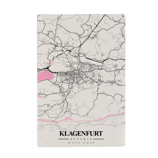 Metall Poster "City Klagenfurt" artboxONE - Städte / Weitere,Kartografie