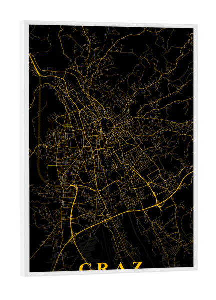 Poster mit weißem Rahmen "Graz als Stadtplan" artboxONE - Städte / Weitere,Kartografie