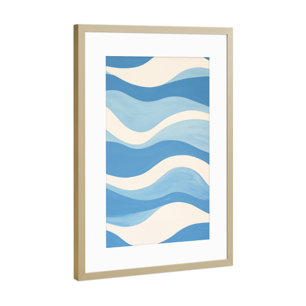 Poster mit Rahmen Gold "Ozean-Wellen illustration" artboxONE - Natur,Abstrakt,Geometrie