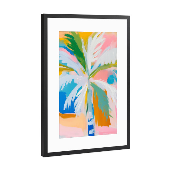 Poster mit Rahmen Schwarz (Metallic) "Pop-art Palme" artboxONE - Natur,Floral,Abstrakt