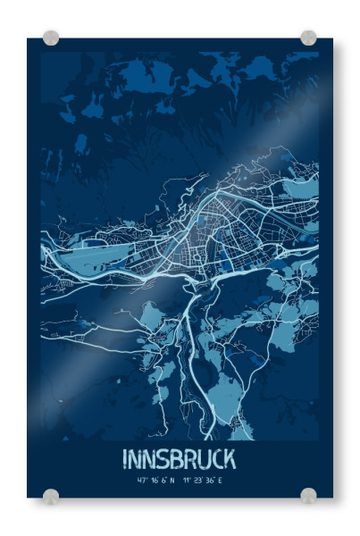 Acrylglasbild "Map Innsbruck" artboxONE - Städte / Weitere,Kartografie
