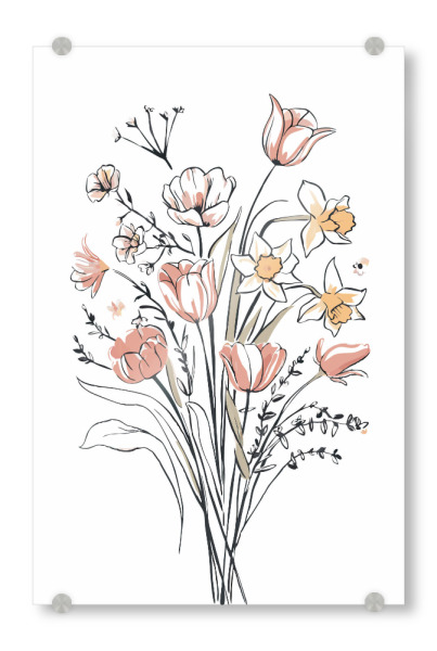 Acrylglasbild "Simple flowers line art" artboxONE - Floral - Flowers,Floral decor,Floral,Simple flowers,Simple design,Minimal