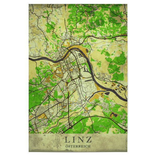 Poster "Linz Vintage City Map" artboxONE - Städte / Weitere,Kartografie