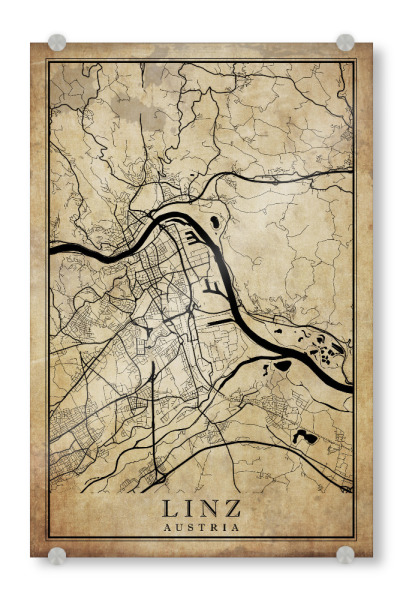Acrylglasbild "Linz Vintage City" artboxONE - Städte / Weitere,Kartografie