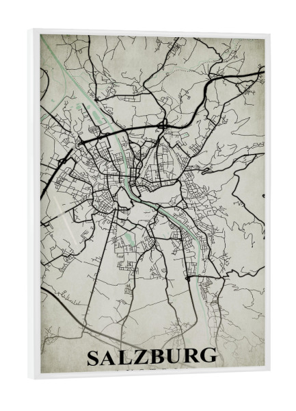Poster mit weißem Rahmen "Salzburg Vintage CityMap" artboxONE - Städte / Weitere,Kartografie