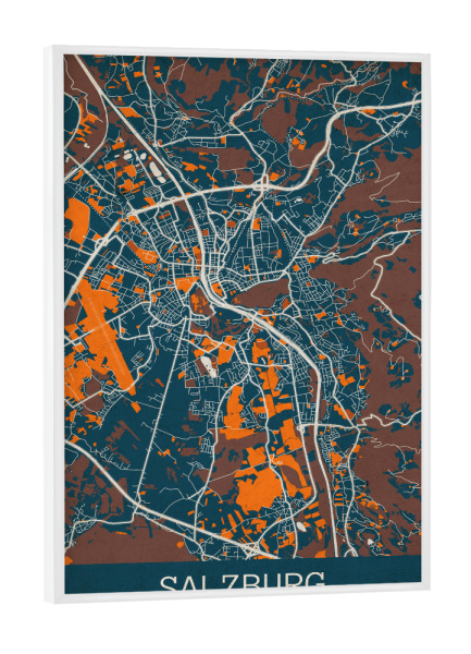 Poster mit weißem Rahmen "Salzburg Vintage Map" artboxONE - Städte / Weitere,Kartografie