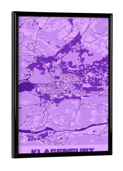 Poster mit schwarzem Rahmen "City Map Klagenfurt" artboxONE - Städte / Weitere,Kartografie