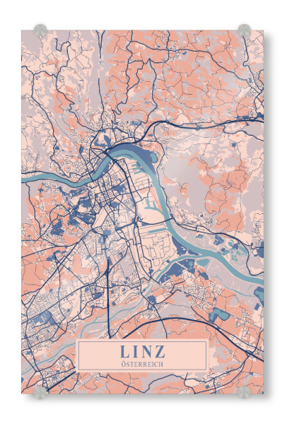 Acrylglasbild "Linz Stadt Map" artboxONE - Städte / Weitere,Kartografie