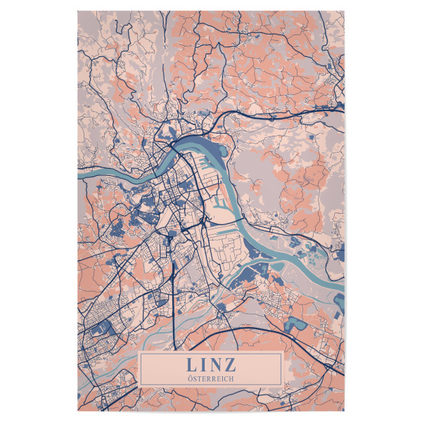 Poster "Linz Stadt Map" artboxONE - Städte / Weitere,Kartografie