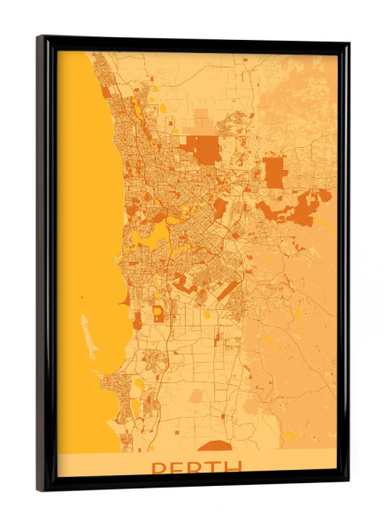 Poster mit schwarzem Rahmen "Stadt Perth Map" artboxONE - Städte / Weitere,Kartografie