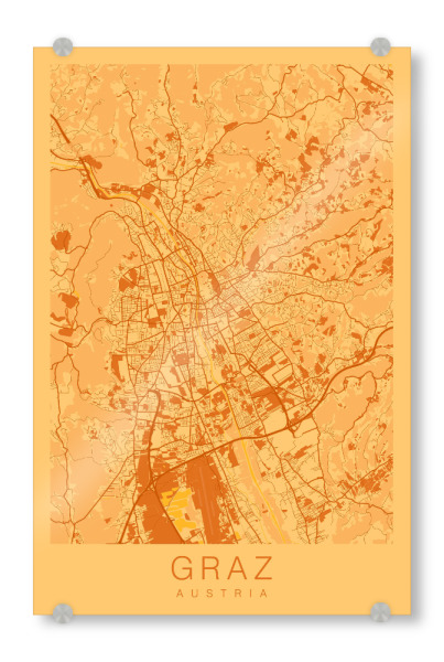 Acrylglasbild "Stadt Graz Map" artboxONE - Städte / Weitere,Kartografie