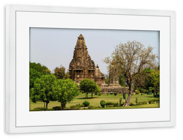 Poster mit Rahmen weiß "Khajuraho Tempel" artboxONE - Architektur,Reise / Asien