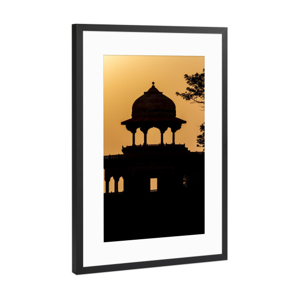 Poster mit Rahmen Schwarz (Metallic) "Sonnenuntergang am Taj Mahal" artboxONE - Architektur,Reise / Asien